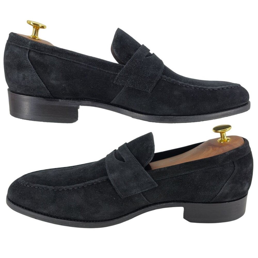 NEW Barker England UK Dress Shoes Black Suede Leather Penny Loafers Mens 11.5 - Picture 6 of 11